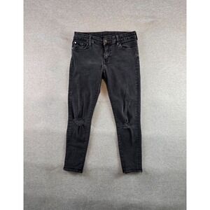 Ralph Lauren Denim & Supply Jeans Womens 30 Black Morgan Crop‎ Skinny Distressed